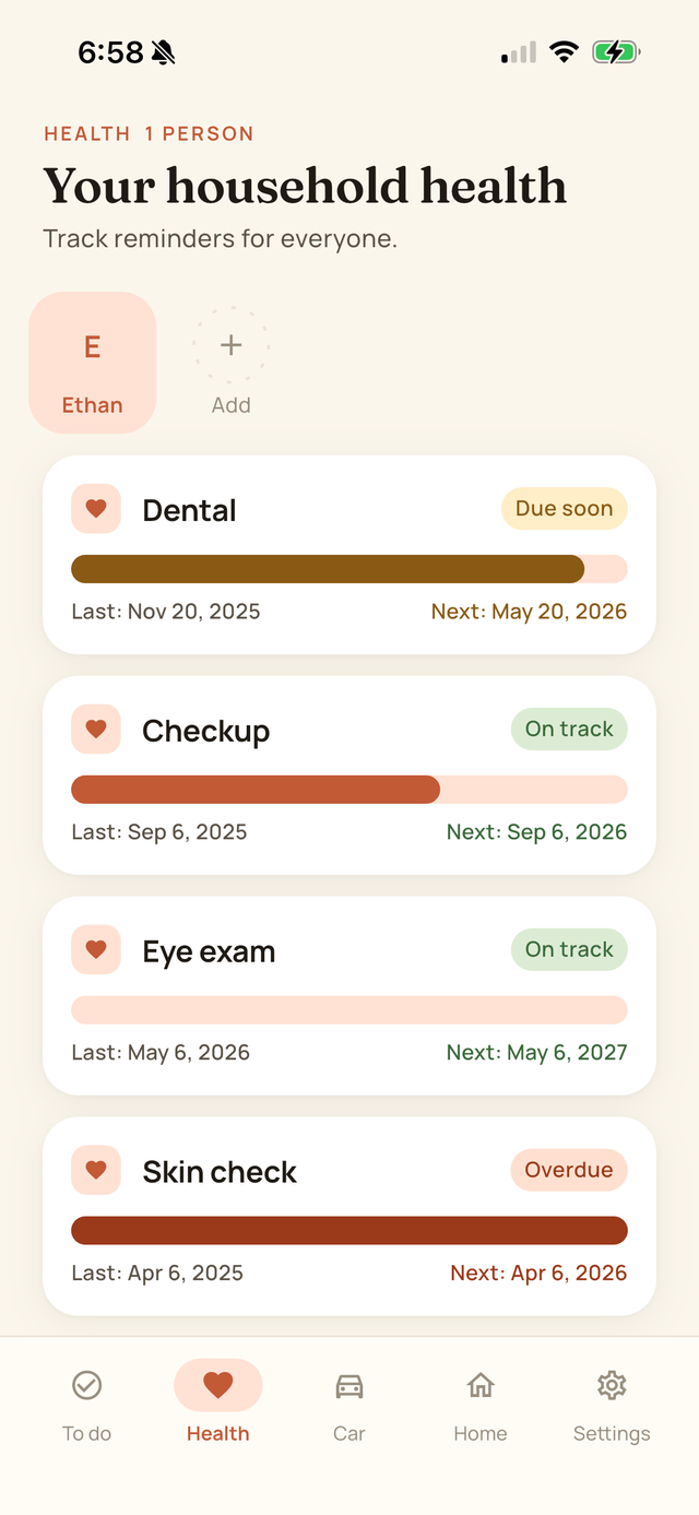 Choreganized add recurring task screen with scheduling options
